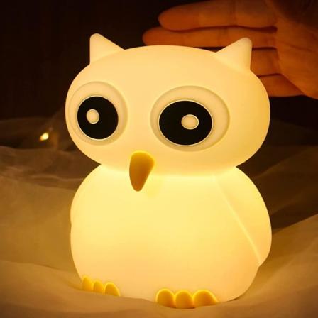Pöllölamppu, söpö lamppu, 7 väriä yösyntymäpäiväjoululahjavalo lastenhuoneeseen, Kawaii-huonekoriste teinitytölle, lastenhuoneen valo taaperolle 