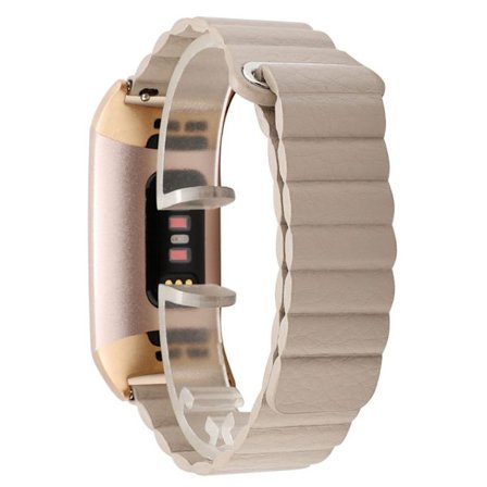 Fitbit Charge 3 klockarmband i äkta läder - Guld