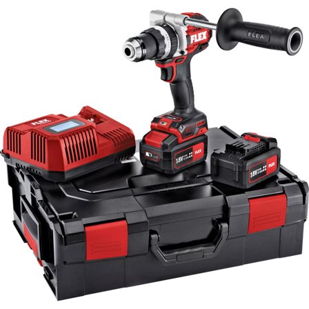 Flex PD2G HD18 SET Skrutrekker med 2 stk 5,0 Ah batterier, lader, Maskiner