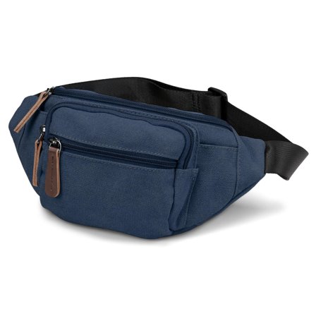 Denim Blue Canvas & Brown Leather Bum Bag for Men - Bum Bags