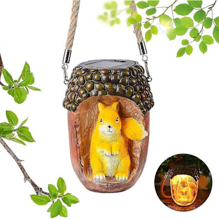 Hagefigurer, ekorn solcellelys, LED solcelledrevne lysdekorasjon, for utendørs hagefigur Hy-yuhao