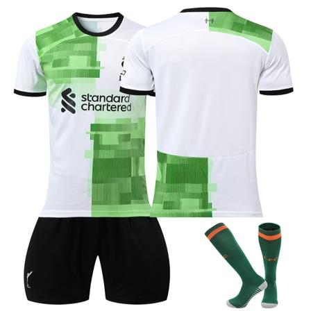 23-24 Liverpoolin vihreä vieraspaita nro 11 Salah 27 Nunez 66 Arnold lasten jalkapallovaatteet No number + socks 22 yards