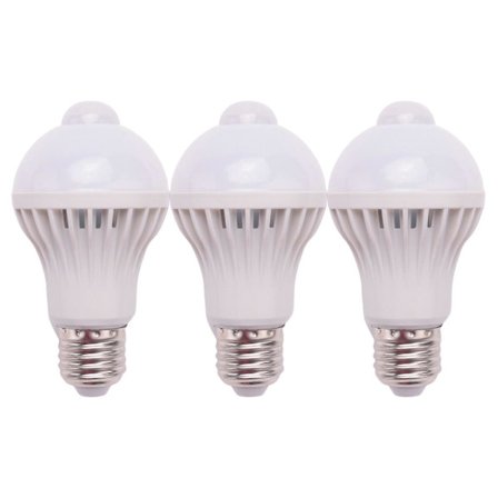 3X E27 LED-lamppu liiketunnistimella, LED PIR -liiketunnistinlamppu pallolamppu, 5W