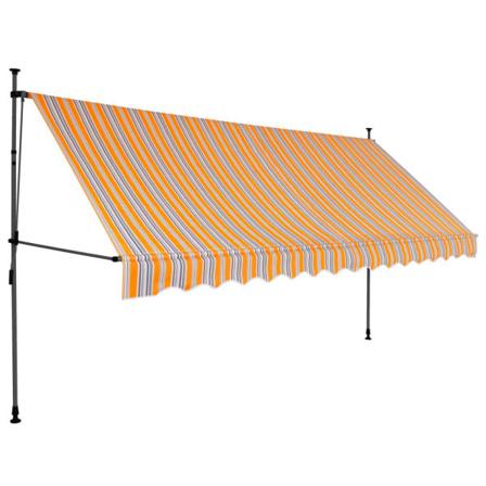 Vidaxl Markis Manuellt Infällbar Med Led 350 Cm Gul Och Blå Multifärg