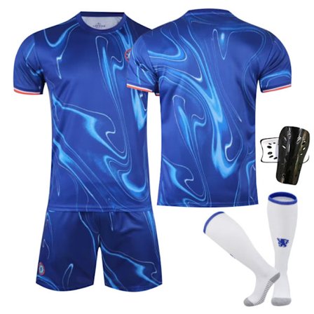 Chelsea Hjemme Fotballdrakt Barn 2024-2025 - Uten Nummer - Sokkbeskyttere 26