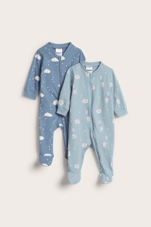 Kappahl | Piżama z długimi rękawami, 2-pak Niebieski 50 | Niebieski