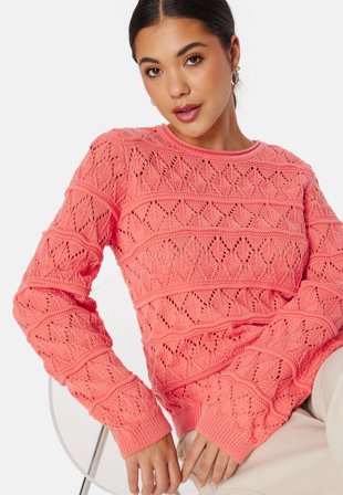 Object Collectors Item Liva L/S O-Neck Knit Pullover Georgia Peach Klær