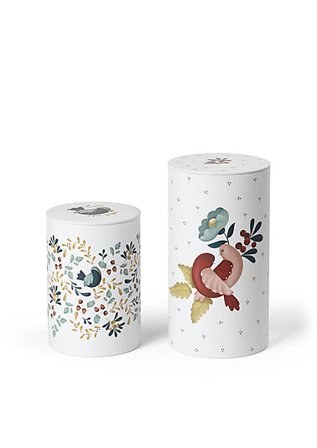 ROSENDAHL Oppbevaringsboks Ø10/Ø11cm hvit med dekor 2stk