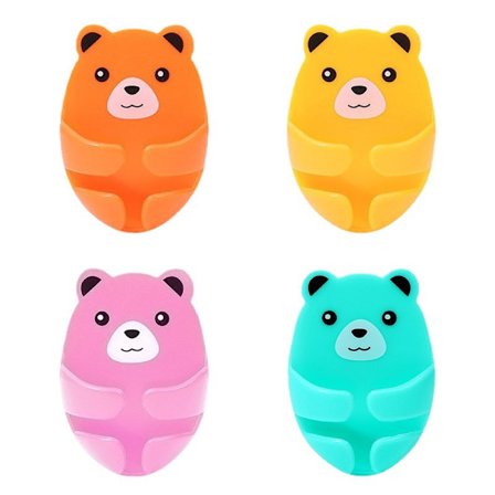 Cartoon Hug Bear Plug Hook Plug Hook Power Socket Kitchen Bear Plug Storage Hook(4Pcs)