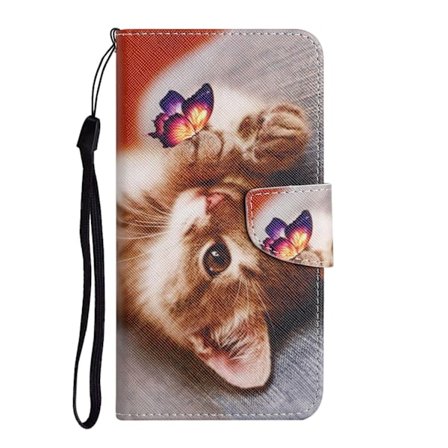 Etui til iPhone 13 Sommerfugl Kat Malet Print Flip Wallet med Kortholder