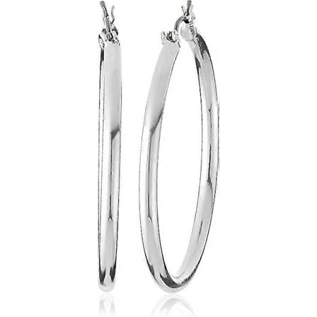 Klassiske sølvfarvede store creoler til damer, 4 cm