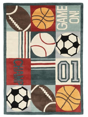 Tapis Enfant De Laine Game On Multicolore/Bleu Clair Petit