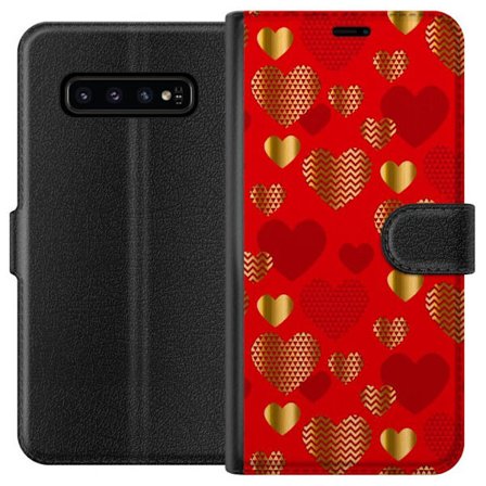 Kompatibel Tegnebogsetui til Samsung Samsung Galaxy S10 GoldenHearts