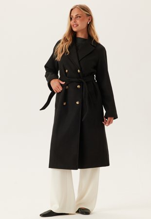 Pieces - Pcmarbel Long Coat - Black - Kläder - - Bubbleroom