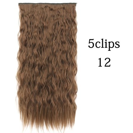Syntetisk 22 32 tum 5 Clips Hårförlängning Värmebeständig falska hårstycken Långa vågiga frisyrer Clip In Hair Extensions