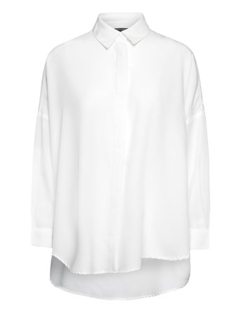 French Connection Caprina Crepe Ls Button Shirt - White - L