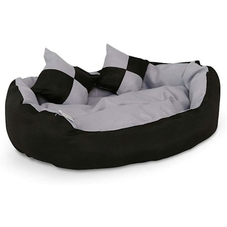 hundkudde - hundsoffa avtorkningsbar med vändbar kudde svart/grå