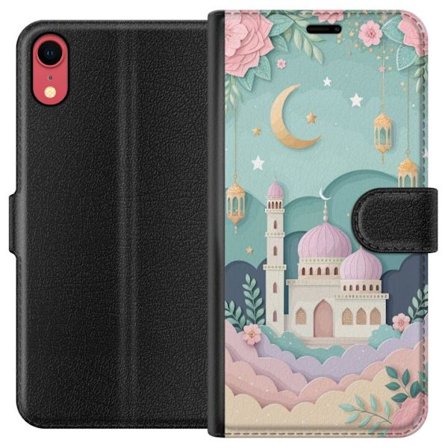 Kompatibel Tegnebogsetui til Apple iPhone XR Håndtegnet rejseinspireret mønster med verdenskort, fly, hjerter og vintage eventyrstema