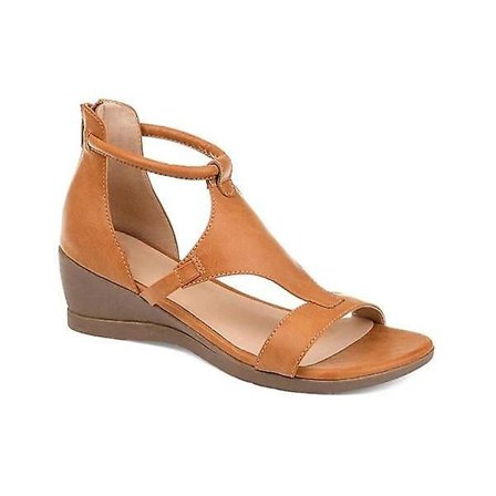 Kvinder kile sandaler åben tå lædersko Mid Heel Lynlås Sandal Sommer Casual Sandal
