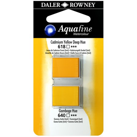 Aquarelle Half-pan Duo Cad Yellow Deep Hue/Gamboage Hue