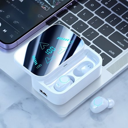 Bluetooth hörlurar Trådlösa hörlurar VIT