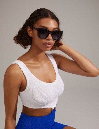 Pilgrim Katya Recycled Iconic Retro Sunglasses - Black - ONE SIZE