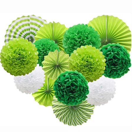 Vihreät riippuvat paperiset juhlakoristeet, pyöreiden paperifa