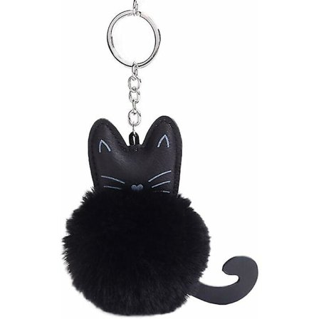 Pehmeä ja pörröinen kissa avaimenperä,