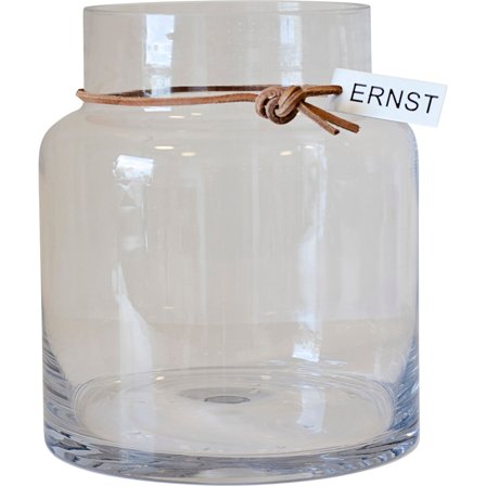 Ernst Glassvase med lærbånd 18 cm ' - 'Klar