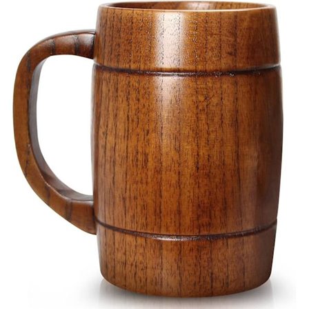 [LCS] 14 oz Stor Trækop i Træ - Bedste Trækop i Træ - Trætankard - Ølglas Stein Tekop Tøndekop til Mænd Kvinder Kaffe Kop Gave Viking Kop