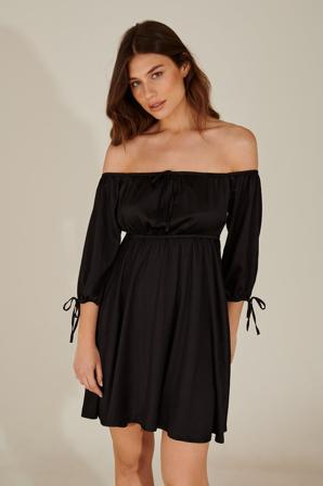 Pamela x NA-KD Reborn Mini robe épaules dénudées en matière recyclée - Collections des influenceuses - Noir - EU 32