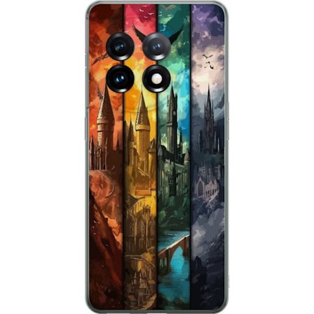 Kompatibelt Mobilskal till OnePlus OnePlus 11 Fyra magiska slott i olika elementfärger, episk fantasykonst med eld vatten luft och mörker i detaljri