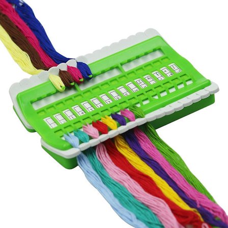 Floss Organiser Återanvändbar Plastbräda Korsstygnsrad Linjeverktyg 30 Trådade Nålar Håller Hantverk Diy Tillbehör(Grön)