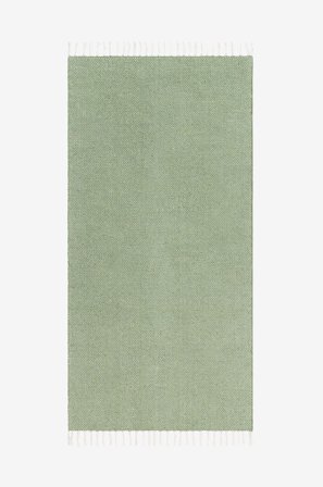 KM Home - Bomuldstæppe Line - Grøn - Bomulds- & kludetæpper - 160X230 - Fra Homeroom