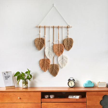 Bohemian Chic Fjær Makrame Veggteppe Håndlaget Vevd