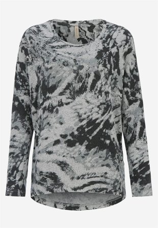 Soyaconcept - Supermjuk, mönstrad trikåtopp - gråmelange / mönstrad - för damer - XL (44) - Cellbes