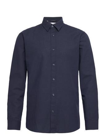 Slhregnew-Linen Shirt Ls Classic Skjorte Uformell Marineblå Selected Homme*Betinget Tilbud