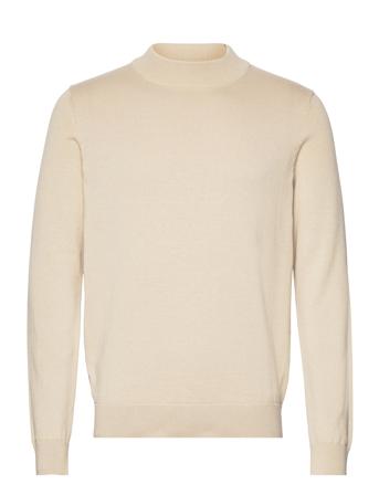 Slhrobert Ls Knit Mock Neck W Strikkegenser M. Rund Krage Beige Selected Homme*Betinget Tilbud