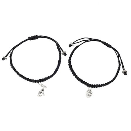 2st unisex handgjorda flätade rep Lucky Red String Armband Hund Charm Armband för familjen vänner Presenter till nyår