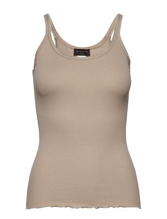 Silk Top W/ Elastic Top Ærmeløs Top Beige Rosemunde