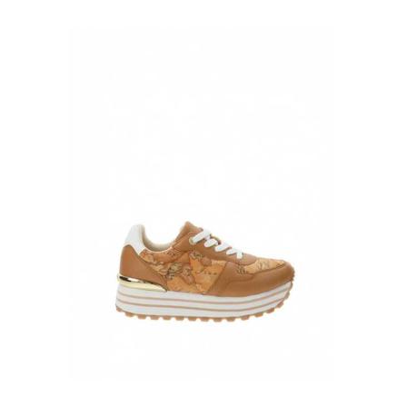 Alviero Martini 1a Classe Sneakers Donna in Similpelle e Tessuto , Bruin , Dames , Maat: 36 EU
