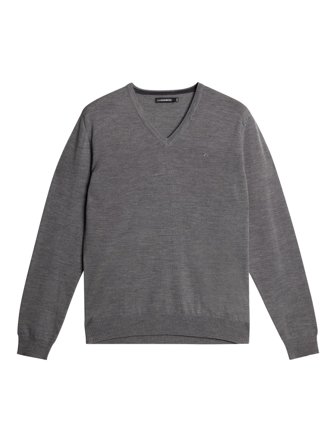 J.Lindeberg - Lymann Merino V-neck Sweater - Grey - Homme - XL