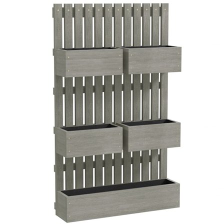 Justerbar højbed i træ med espalier, 60x16x100 cm