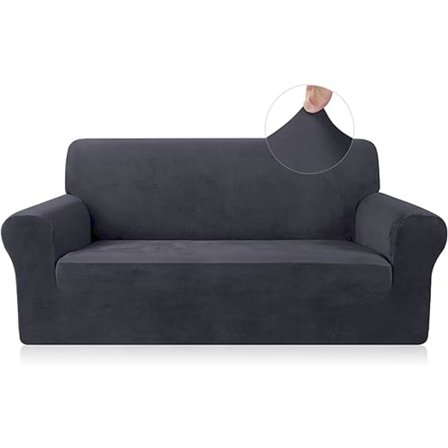 Mørkegrå sofaovertrekk, 2-seters elastisk stoff, elastisk