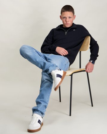 Abercrombie AFB ESSENTIAL 1/4 ZIP MOCK NEC Svart Genser Gutt - Kids Brand Store