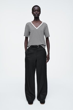 COS Women's 24/7 Regular V-Neck T-Shirt in Black