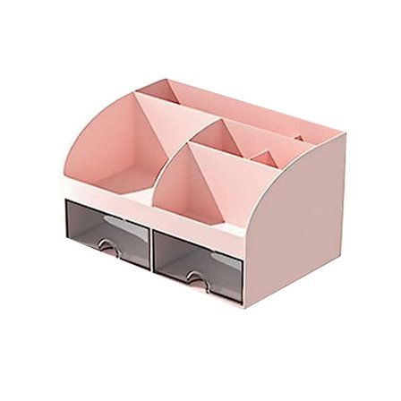 Työpöydän järjestäjä - toimistojärjestäjä, jossa on 6 lokeroa ja 2 pientä laatikkoa, työpöydän säilytyslaatikko kynälle H(Pink)