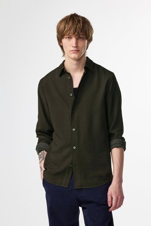 NN07 Colby Shirt male Green LENZING ECOVERO Viscose