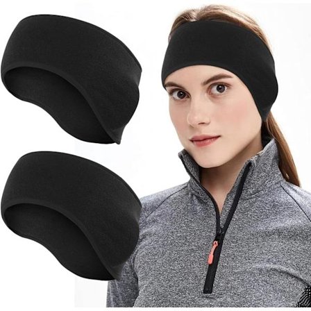 Svart 2-delt lett øre pannebånd, vinter pannebånd ørevarmere varm komfortabel