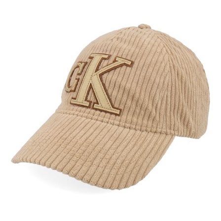 Calvin Klein - Beige unconstructed Keps - Felt Monogram Patch Tigers Eye Dad Cap @ Hatstore